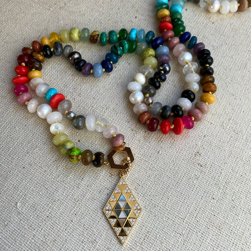 Harwell Godfrey 18k and Mixed Gem Rainbow Foundation Necklace - 32"
