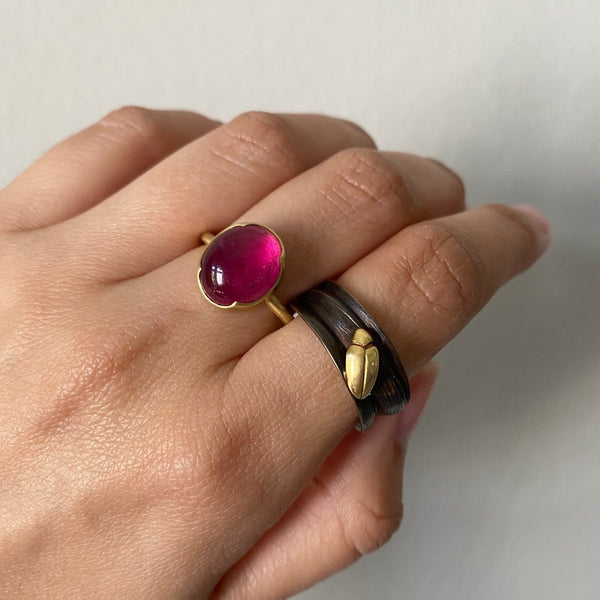 Gabriella Kiss 18k Oval Rubelite Tourmaline Ring
