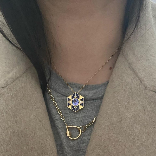 Harwell Godfrey 18k Evil Eye Pendant Necklace, Lapis & Tanzanite 18"