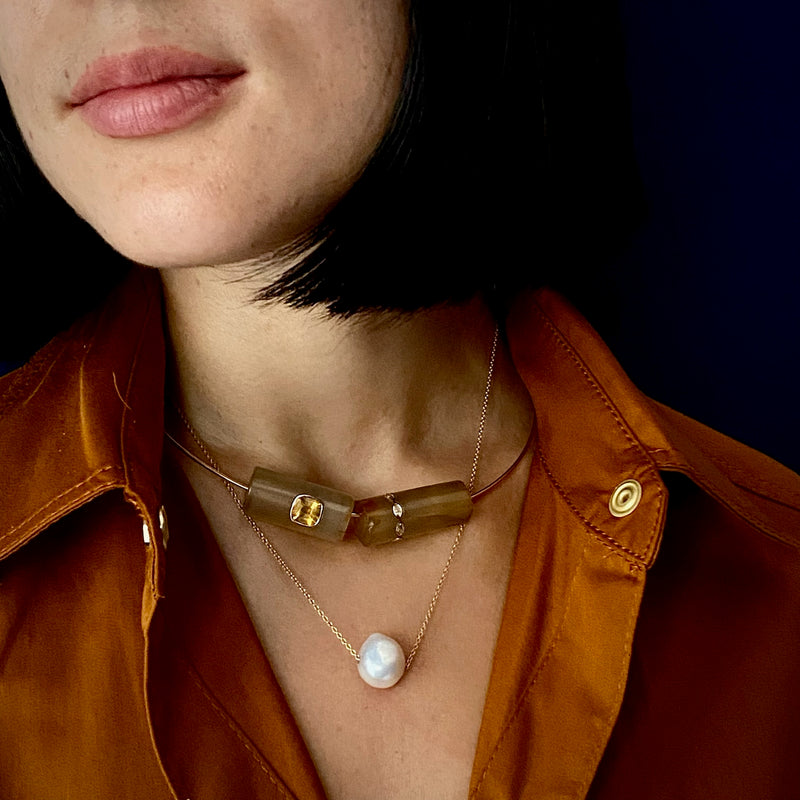 Gillian Conroy 14k Yellow Gold & White Baroque Pearl Necklace - 18"/21"