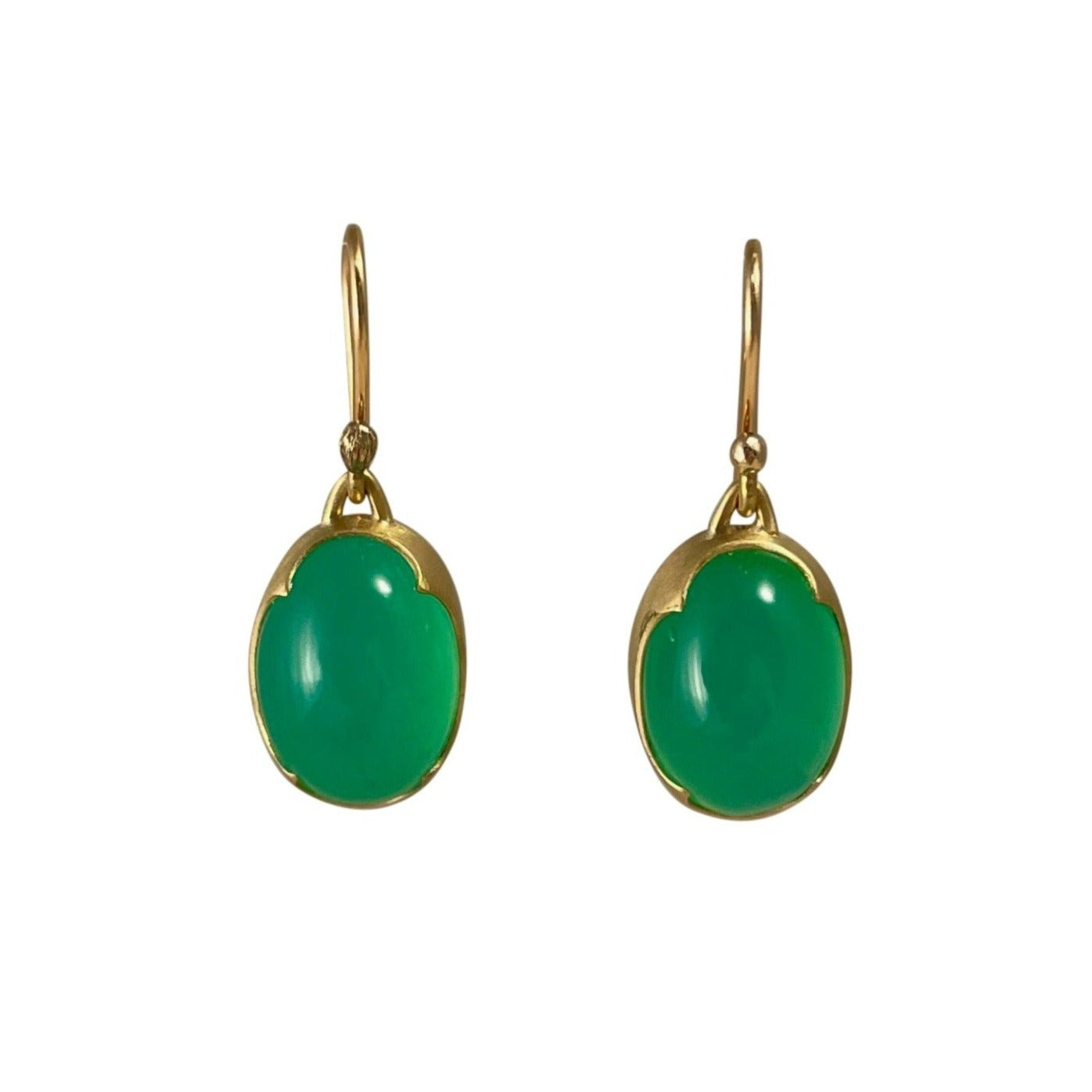 Gabriella Kiss 18k Fine Oval Chrysoprase Earrings - 10ct
