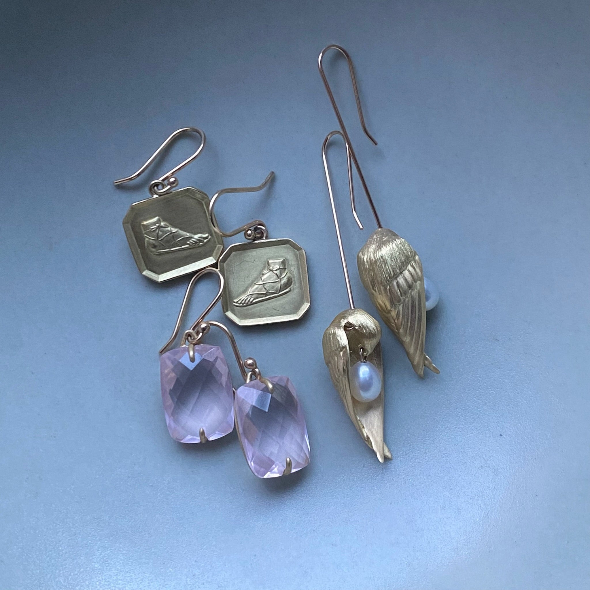 Gabriella Kiss 18k Roman Sandal Plaque Earrings