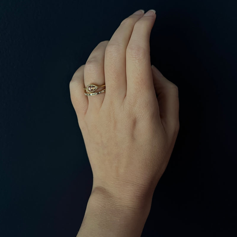 Gillian Conroy 18k Yellow Gold and White Diamond Baguette Band Ring