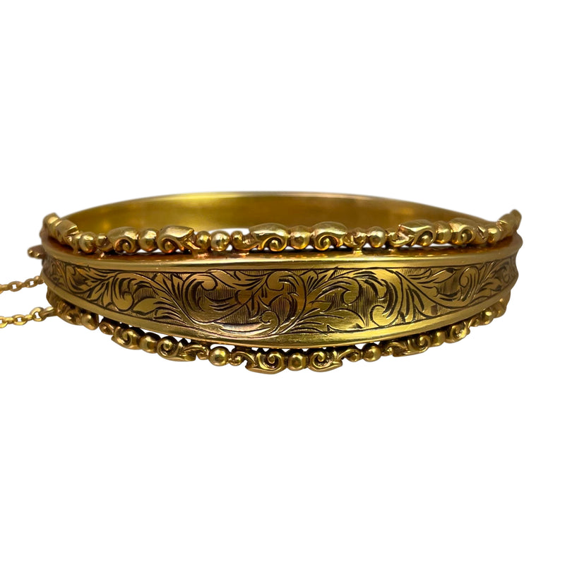 Antique Victorian 15k Engraved Scrolled Design Bangle