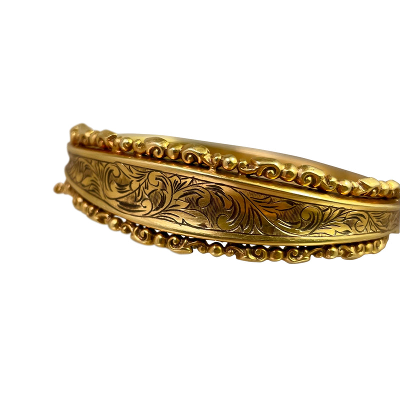 Antique Victorian 15k Engraved Scrolled Design Bangle