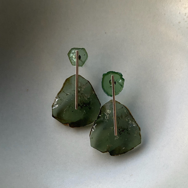 Kathleen Whitaker 14k Double Tourmaline Earrings w/ Plate (Pair)