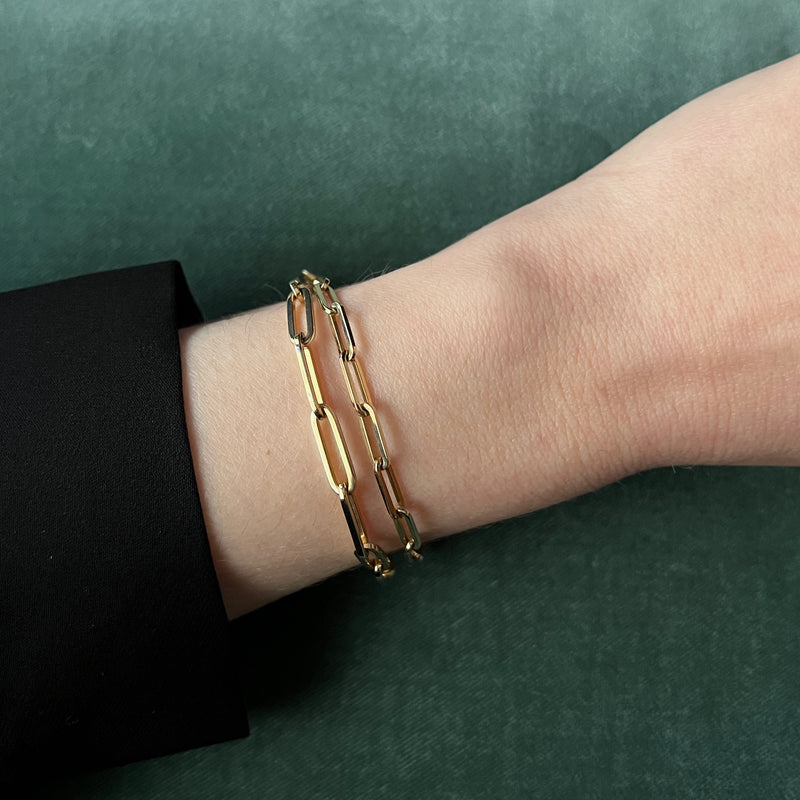 Stephanie Windsor 14k Gold Solid Paperclip Chain Bracelet